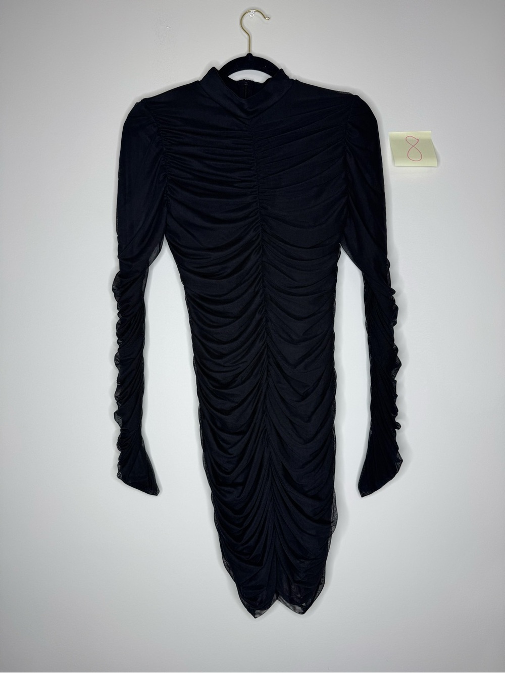Black Ruched Long Sleeve Bodycon Dress